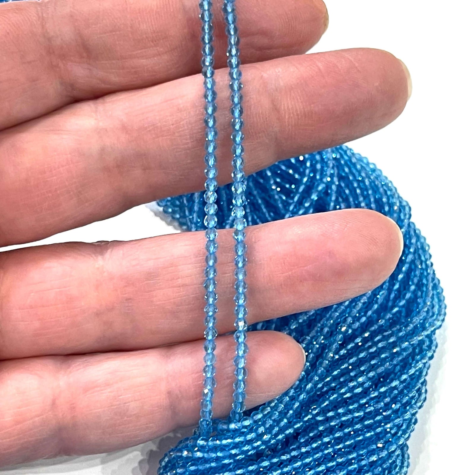 2mm Blue Jade Faceted Round Beads, 200 Beads
