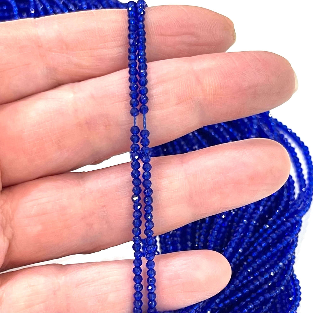 2mm Cobalt Jade Faceted Round Beads, 200 Beads