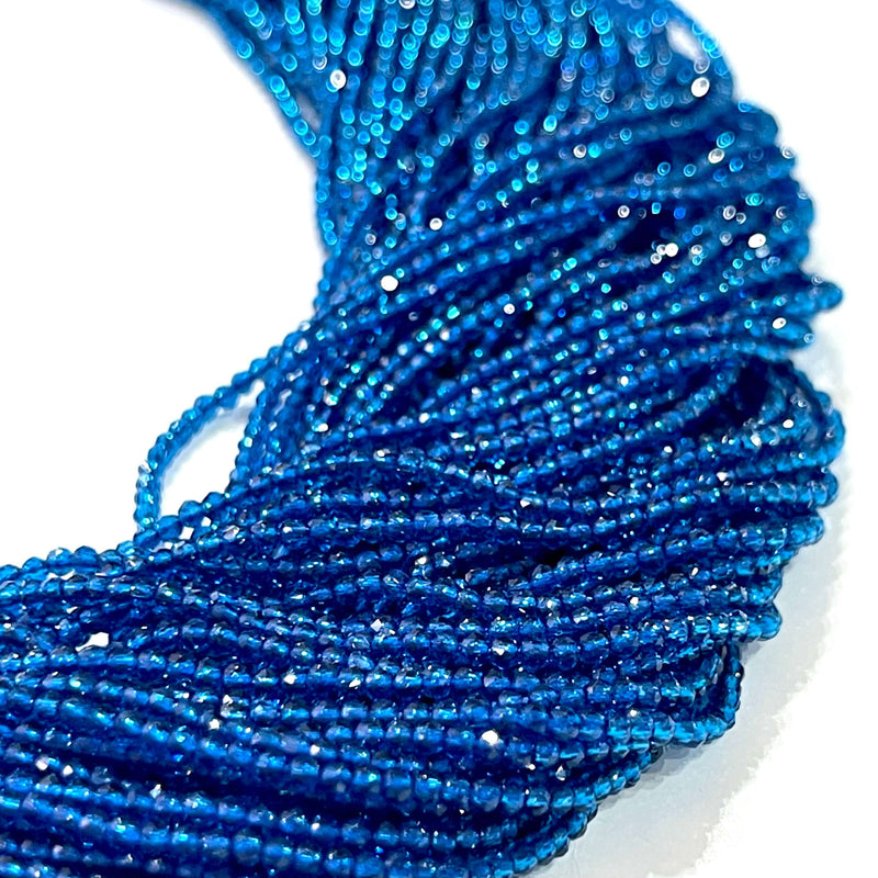 2mm Teal Blue Jade Faceted Round Beads, 200 Beads