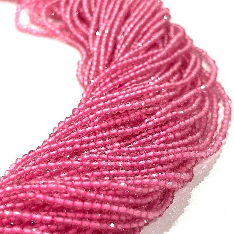 2mm Pink Jade Faceted Round Beads, 200 Beads