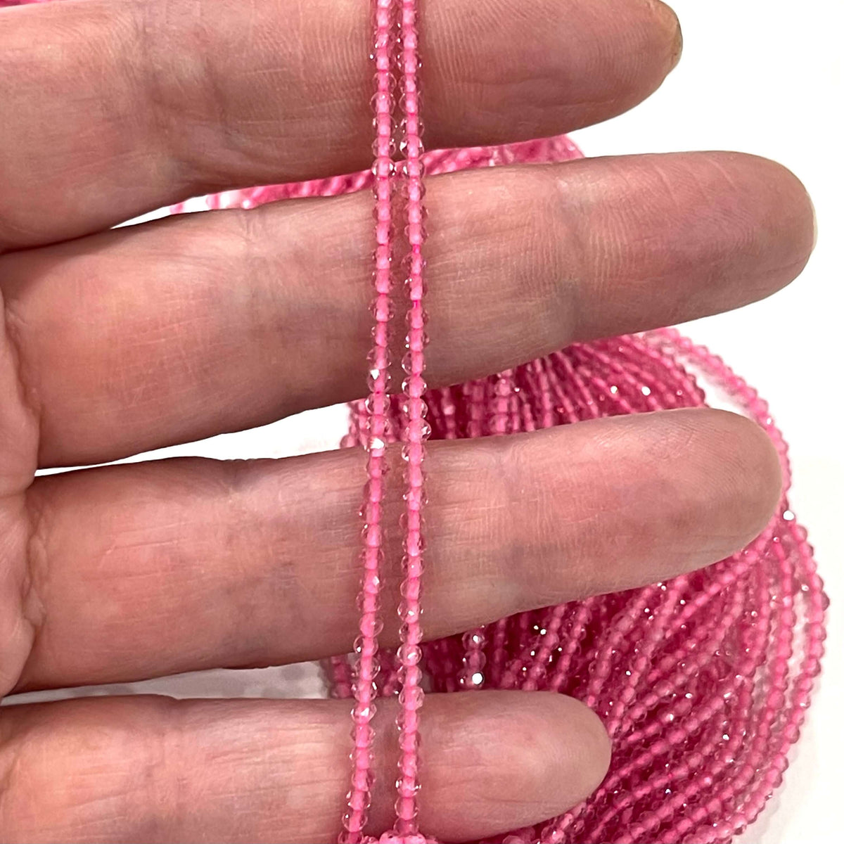 2mm Pink Jade Faceted Round Beads, 200 Beads