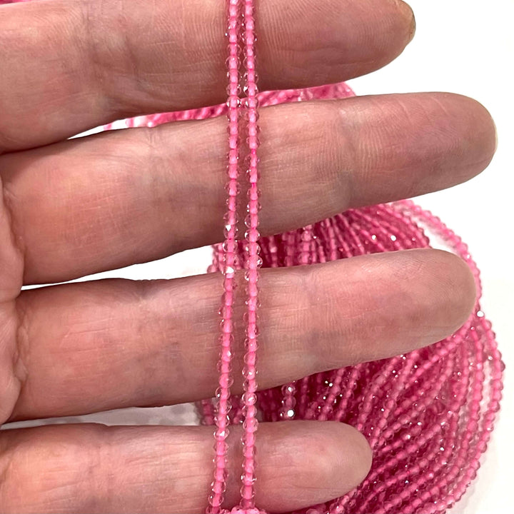2mm Pink Jade Faceted Round Beads, 200 Beads