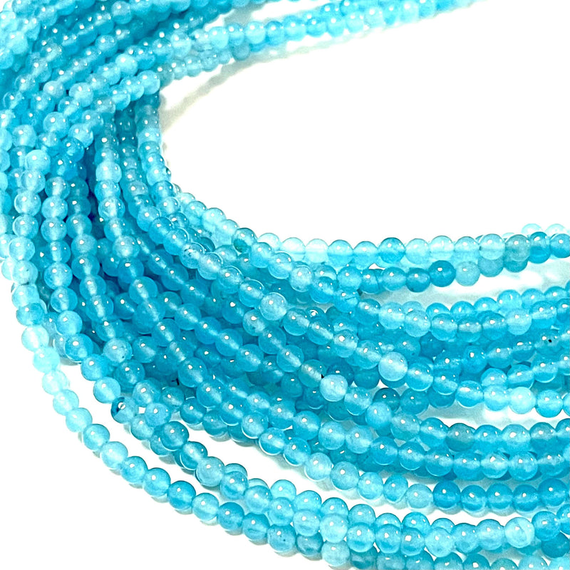 4mm Blue Agate Smooth Round Gemstone Beads, 95 Beads