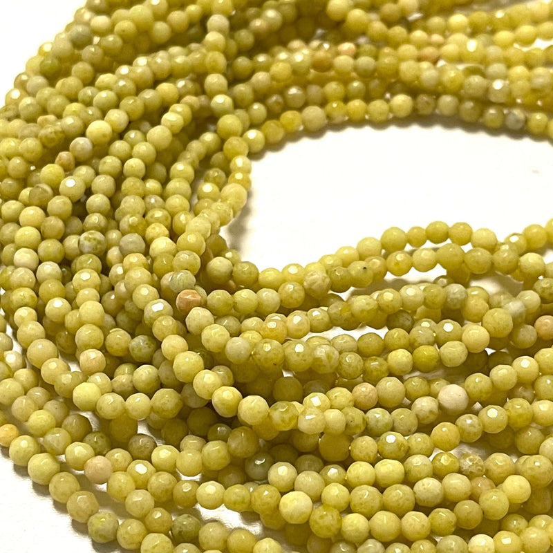 Perles rondes à facettes en agate jaune de 4 mm, 93 perles