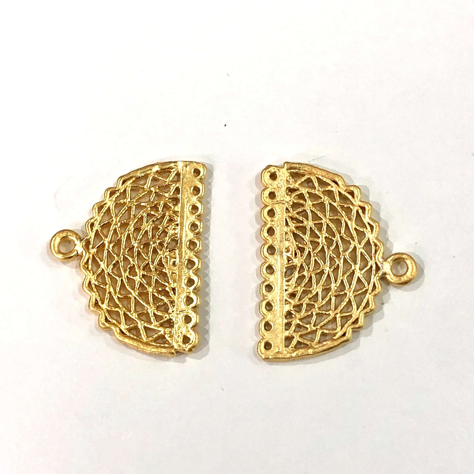24Kt Matte Gold Plated Brass Authentic Connector Charms, 2 pcs in a pack,