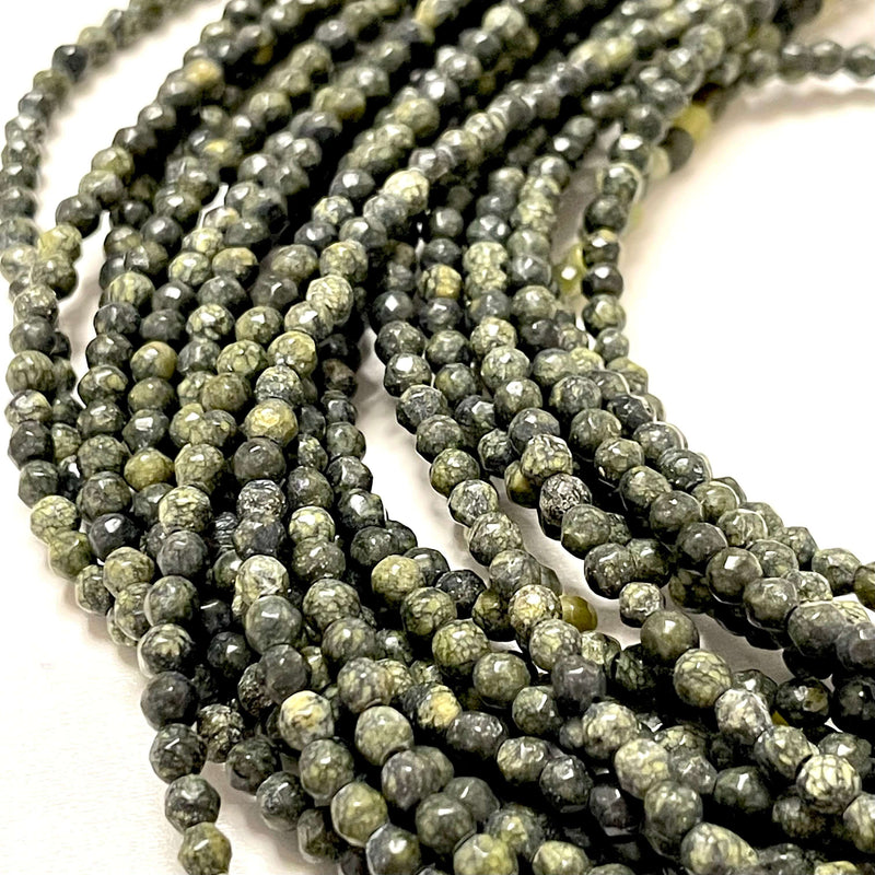 Perles rondes à facettes en jade de 4 mm, 93 perles