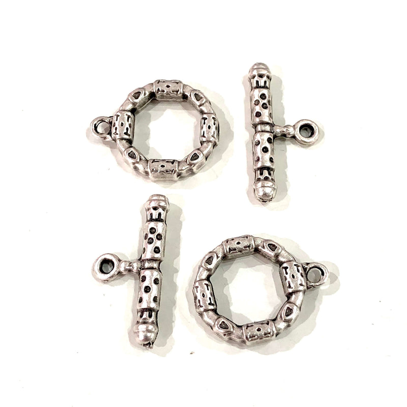 2 Sets Silver Toggle Clasp, Antique Silver Plated  Toggle Clasp, Large Circle Toggle Clasp£2