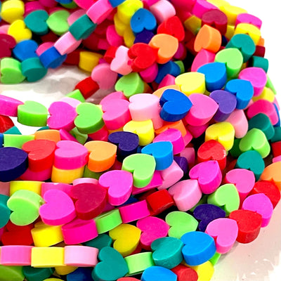 10mm Polymer Clay Hearts, Assorted 10 Beads in a Pack£1.2
