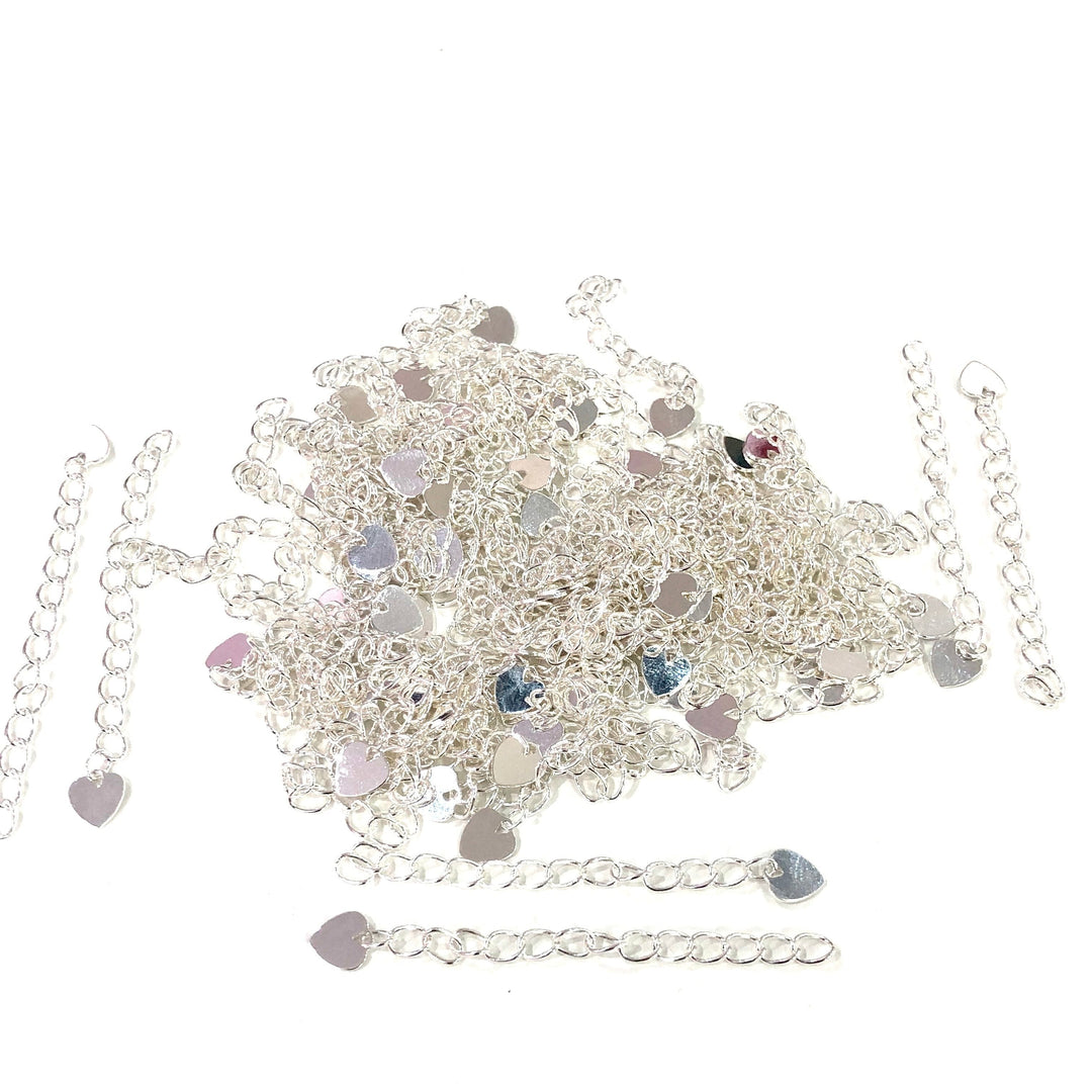 Silver Plated 2 Inch Chain Extender With Heart Charm
