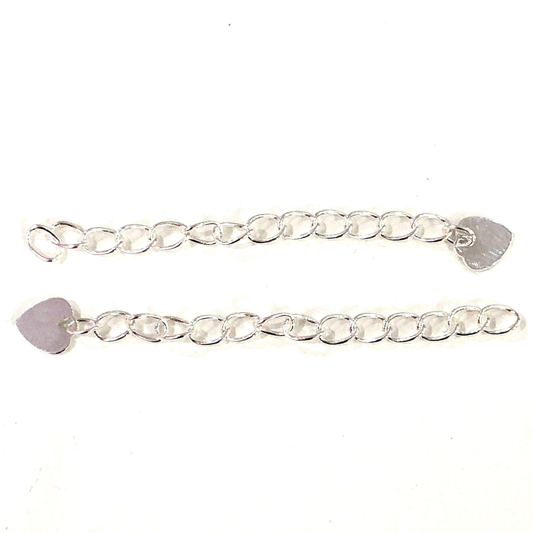 Silver Plated 2 Inch Chain Extender With Heart Charm
