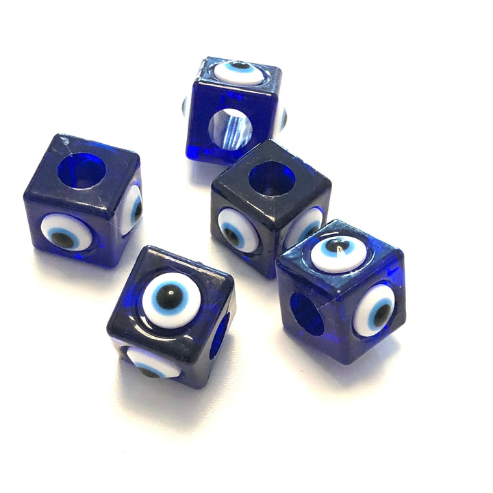 Large Hole Evil Eye Resin Beads, 15mm Beads, 7mm Hole, 5 Beads in a Pack