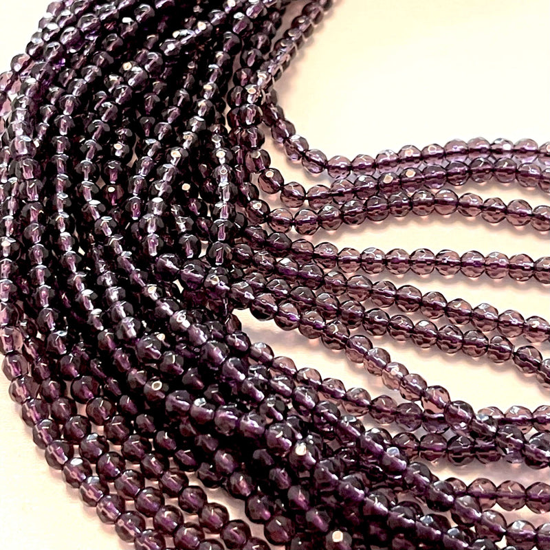 4mm Amethyst Jade Faceted Round Gemstone Beads, 93 Beads