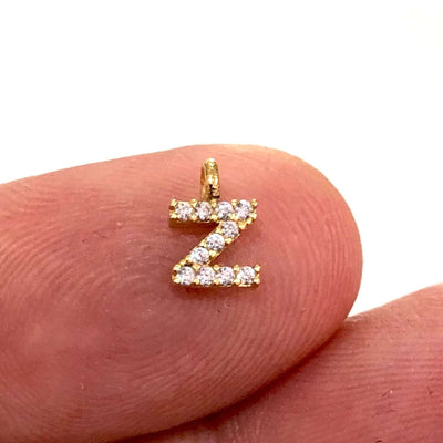 24Kt Gold Plated Brass Micro Pave Initial Charms