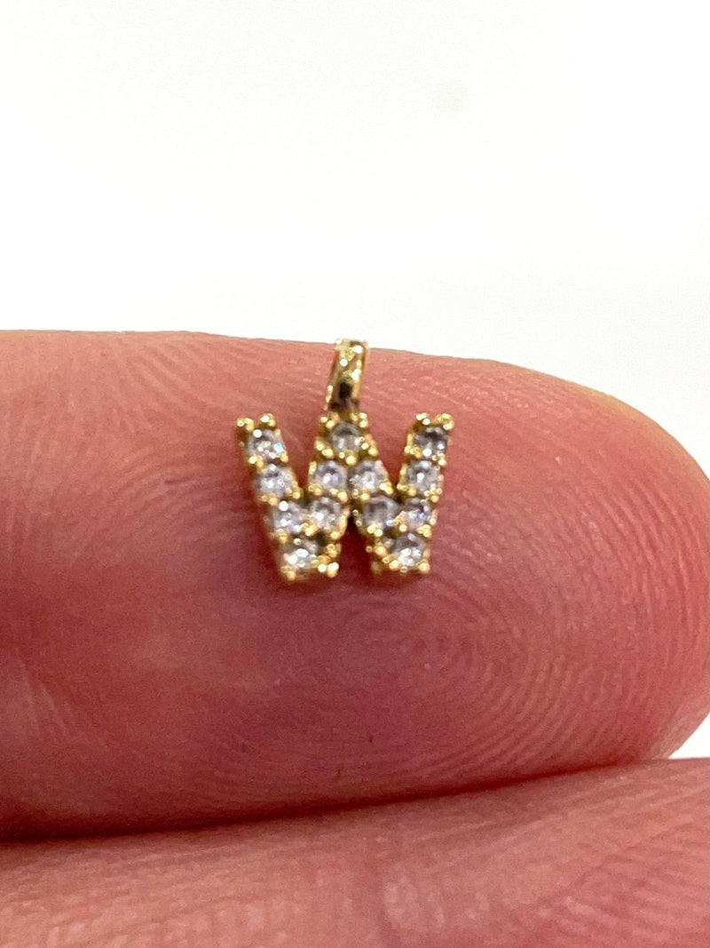 24Kt Gold Plated Brass Micro Pave Initial Charms