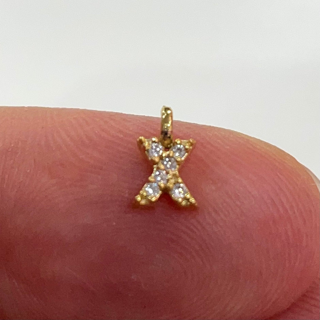 24Kt Gold Plated Brass Micro Pave Initial Charms