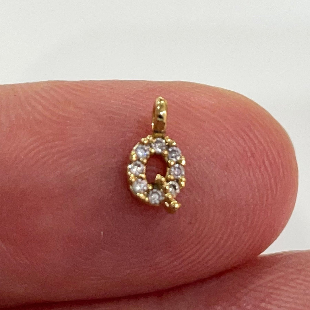 24Kt Gold Plated Brass Micro Pave Initial Charms
