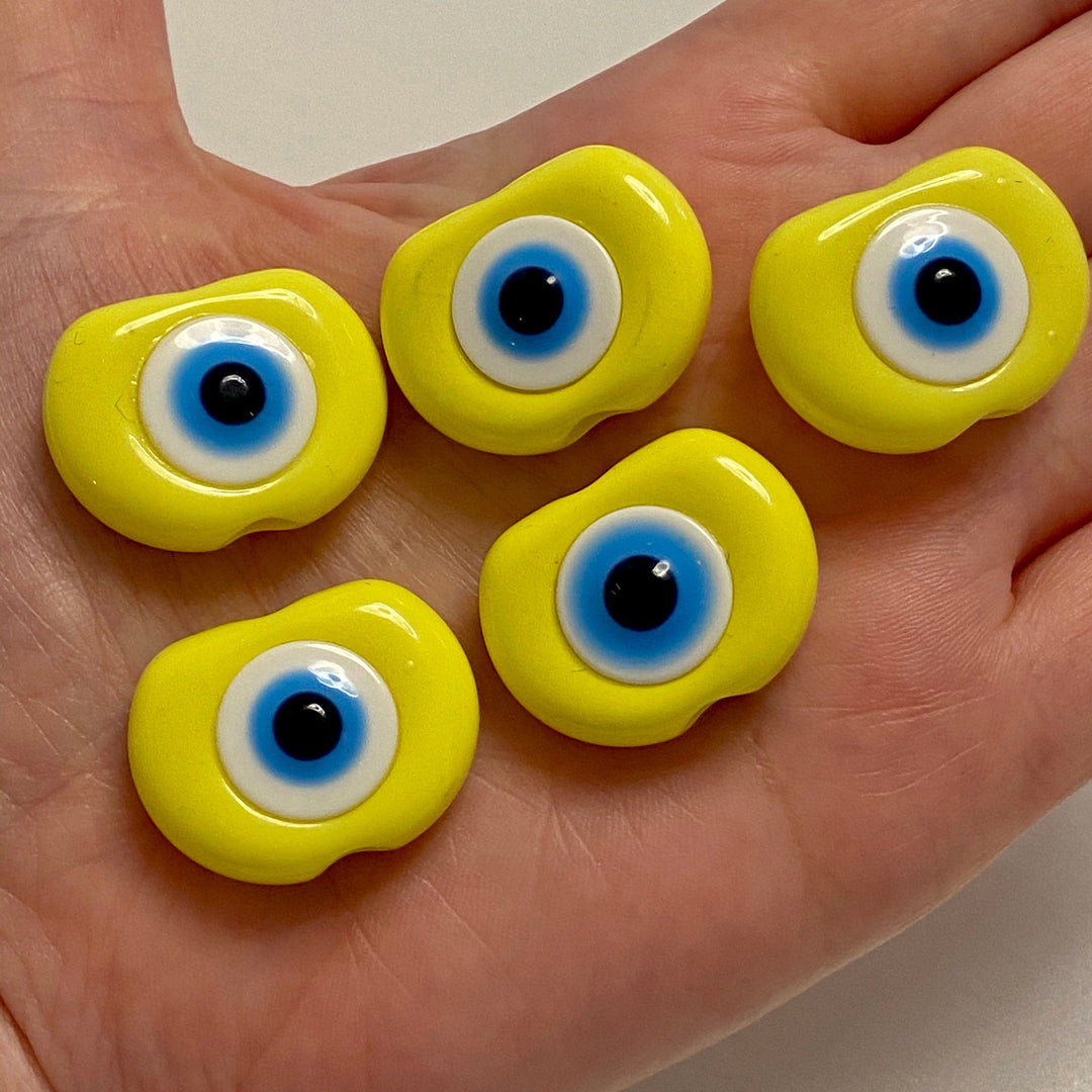 Large Hole Evil Eye Resin Beads, 29mm Beads, 6mm Hole, 5 Beads in a Pack