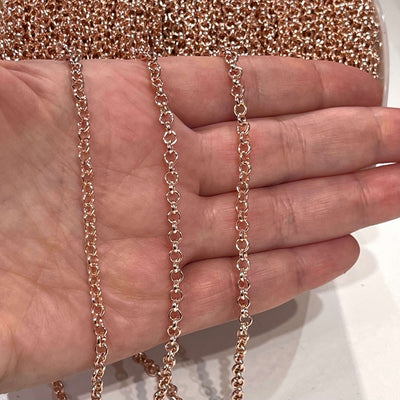 16.5 Foot Bulk,3mm Rose Gold Chain, Rose Gold Plated Chain, Rose Gold Plated,£12.5