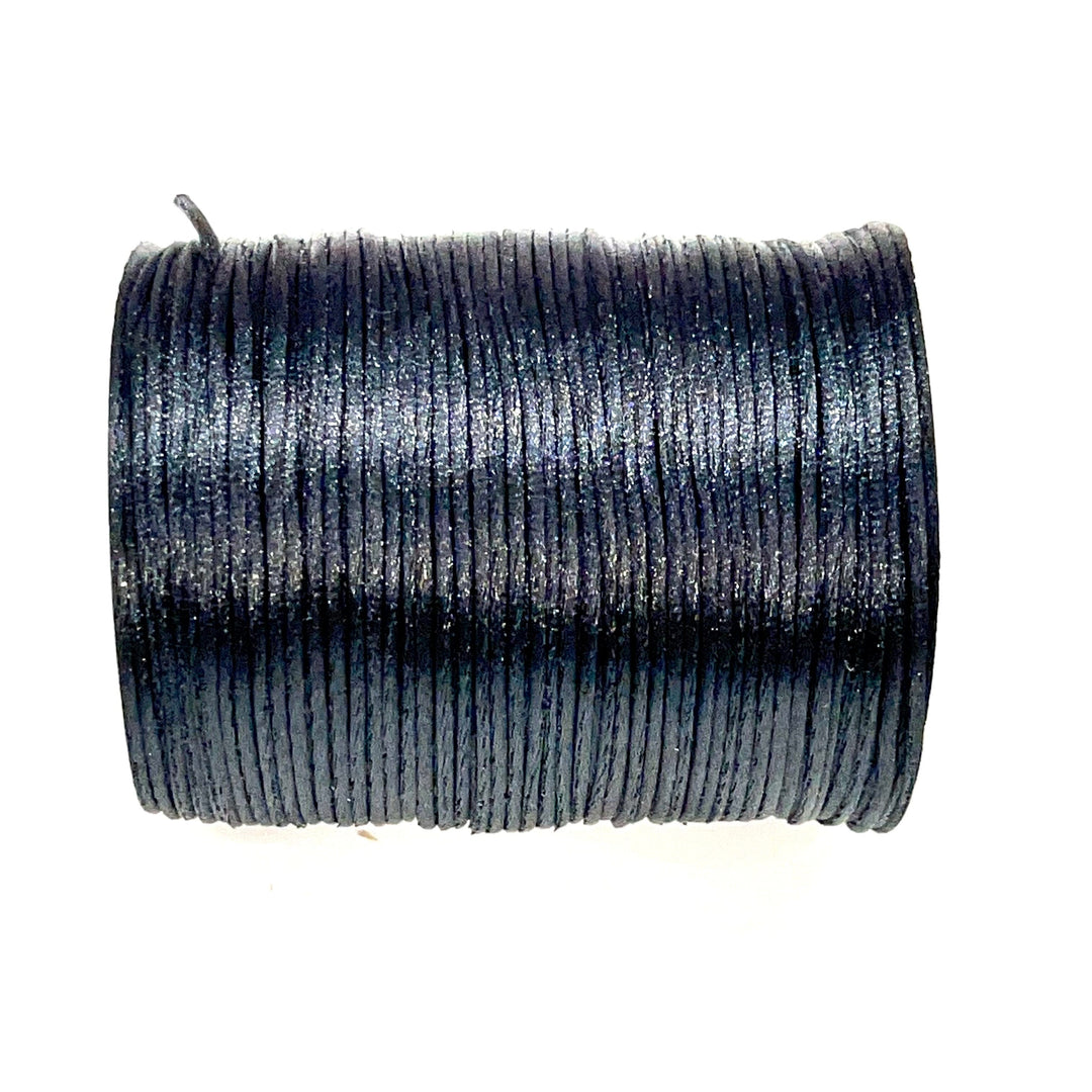 Black 100 Yards Rattail Cord, Kumihimo Cord, Satin Silk Cord, Satin Nylon Cord, Macrame Knotting DIY, Beading String, Thread Cording, 1.5mm