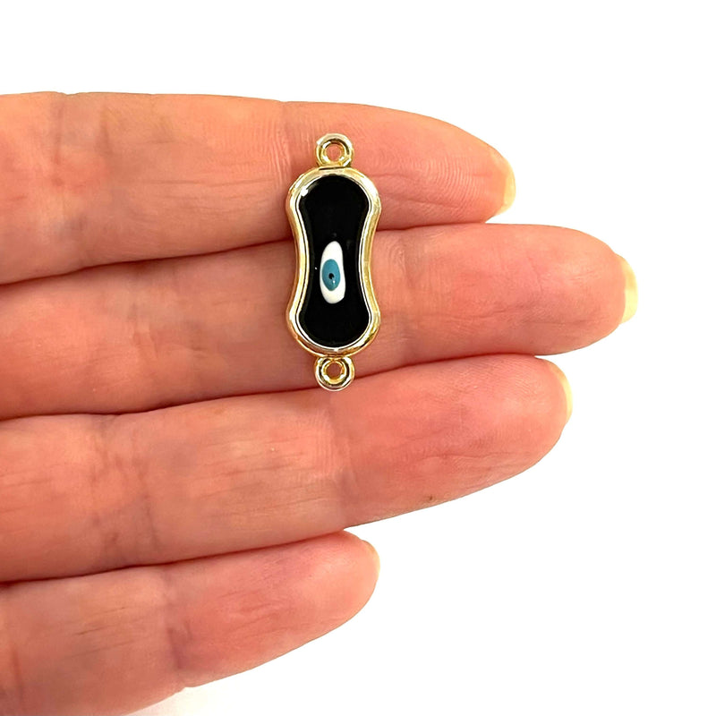 24Kt Gold Plated Double Side Enamelled Evil Eye Connector Charm