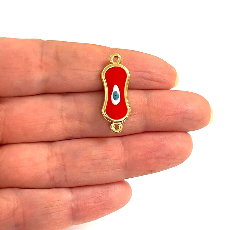 24Kt Gold Plated Double Side Enamelled Evil Eye Connector Charm