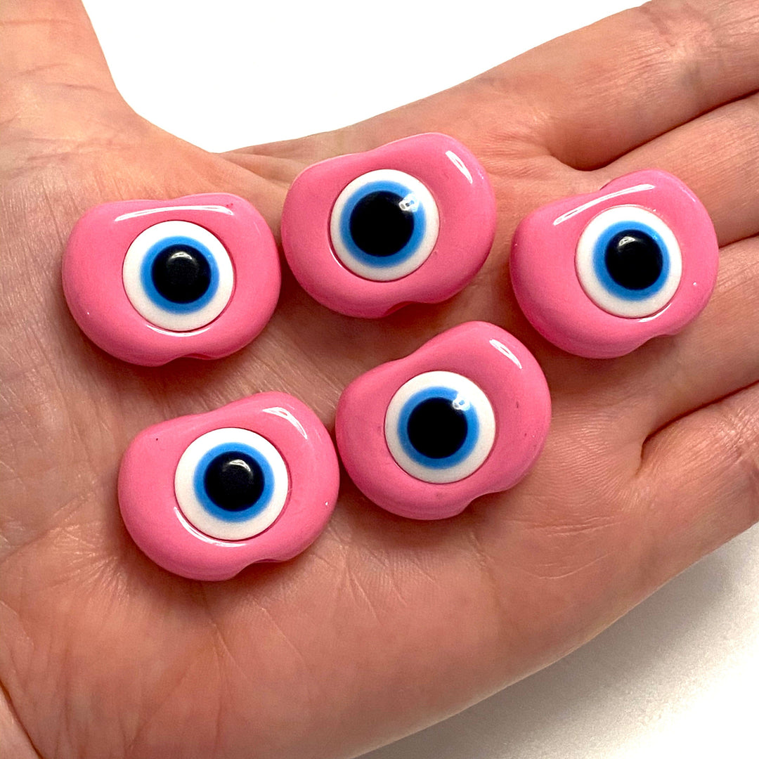 Large Hole Evil Eye Resin Beads, 29mm Beads, 6mm Hole, 5 Beads in a Pack