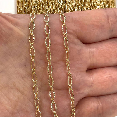 24Kt Shiny Gold Plated Brass Chain, 6x3 mm Gold Plated Chain,
