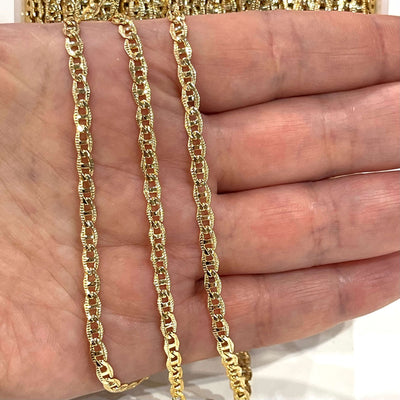 24Kt Shiny Gold Plated Brass Soldered Chain,3.5mm Gold Plated Chain,