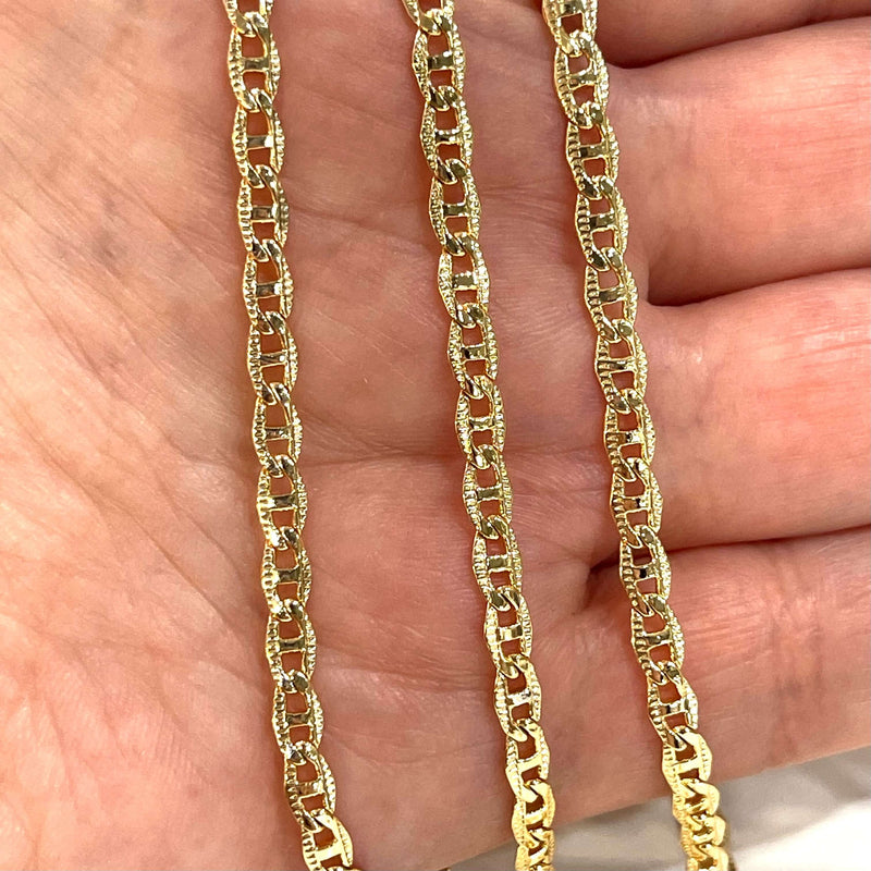 24Kt Shiny Gold Plated Brass Soldered Chain,3.5mm Gold Plated Chain,