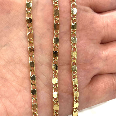 24Kt Shiny Gold Plated Brass Soldered Chain,3mm Gold Plated Chain,