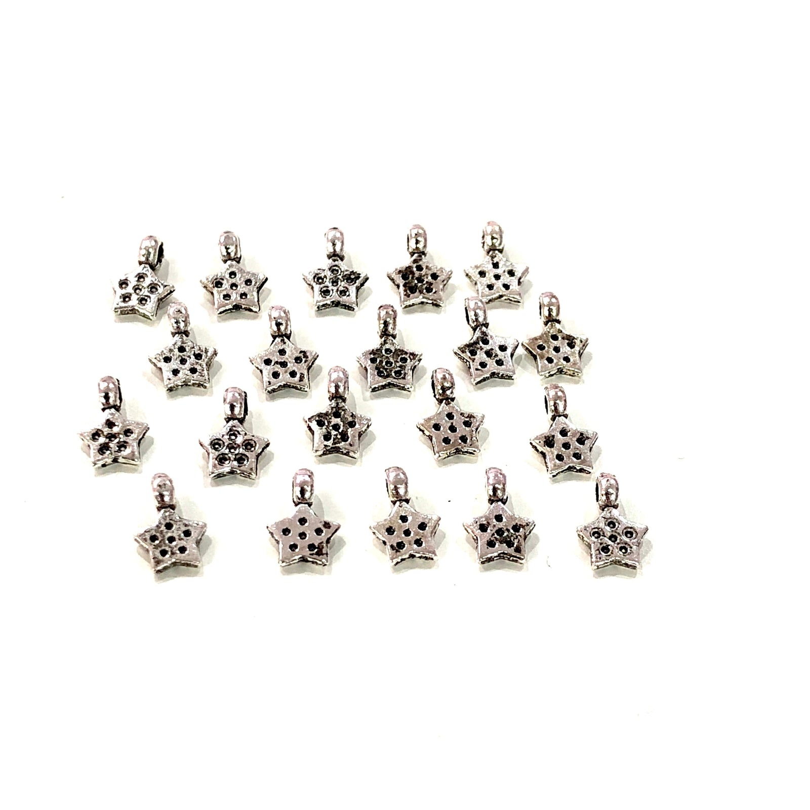 Antique Silver Plated Star Charms, Antique Silver Plated Brass Star Charms, Tiny Star Charms, 20 pcs in a pack