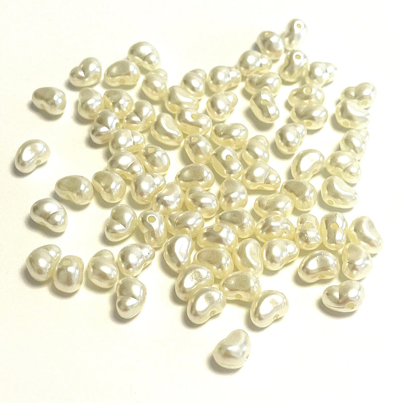 Ivory Color Acrylic Pearl Beads with 2mm Hole, 50 Gr Pack-290 Beads