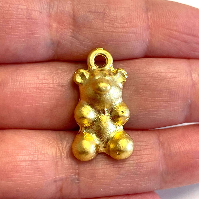24Kt Matte Gold Plated Teddy Bear Pendant