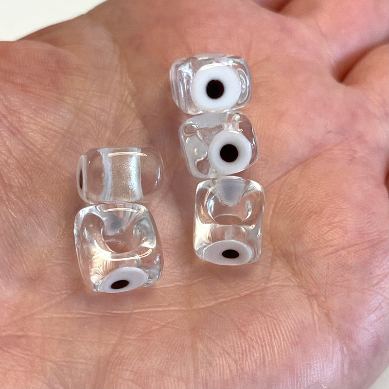 Perles de mauvais œil en verre de Murano à grand trou faites à la main, 4 pièces dans un paquet