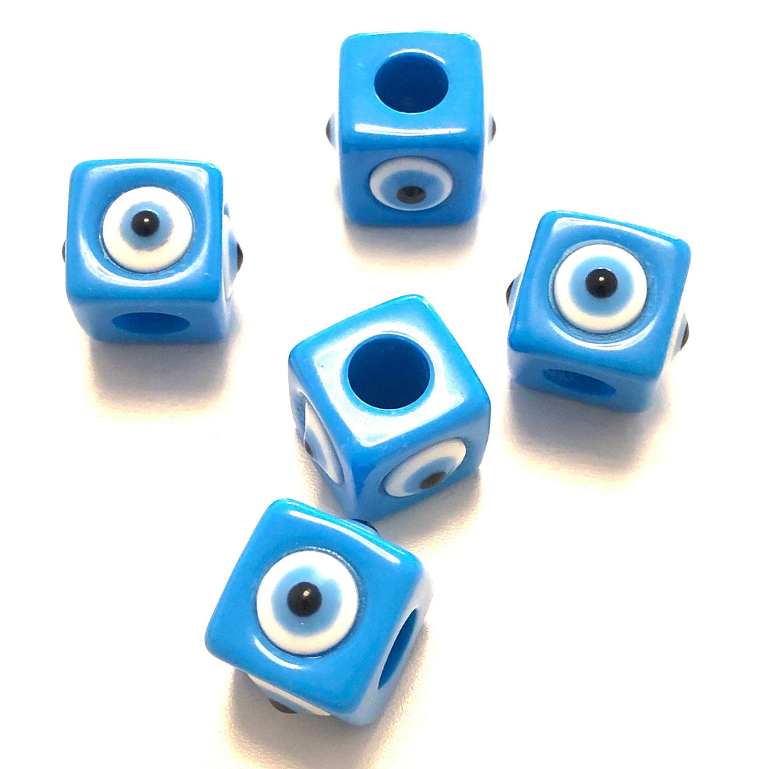 Large Hole Evil Eye Resin Beads, 15mm Beads, 7mm Hole, 5 Beads in a Pack
