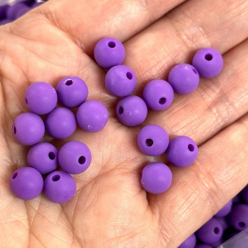 8mm Acrylic Beads, Purple Acrylic Beads, 50 Gr Pack-Approx -180 Beads