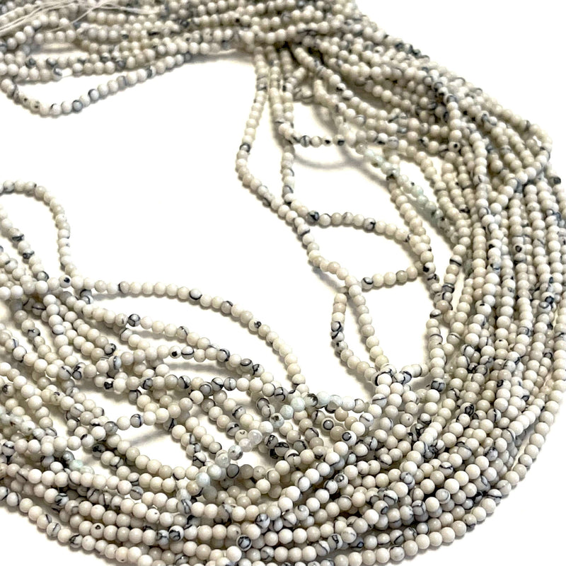 Perles de pierres précieuses rondes lisses en howlite blanche de 2 mm, 174 perles