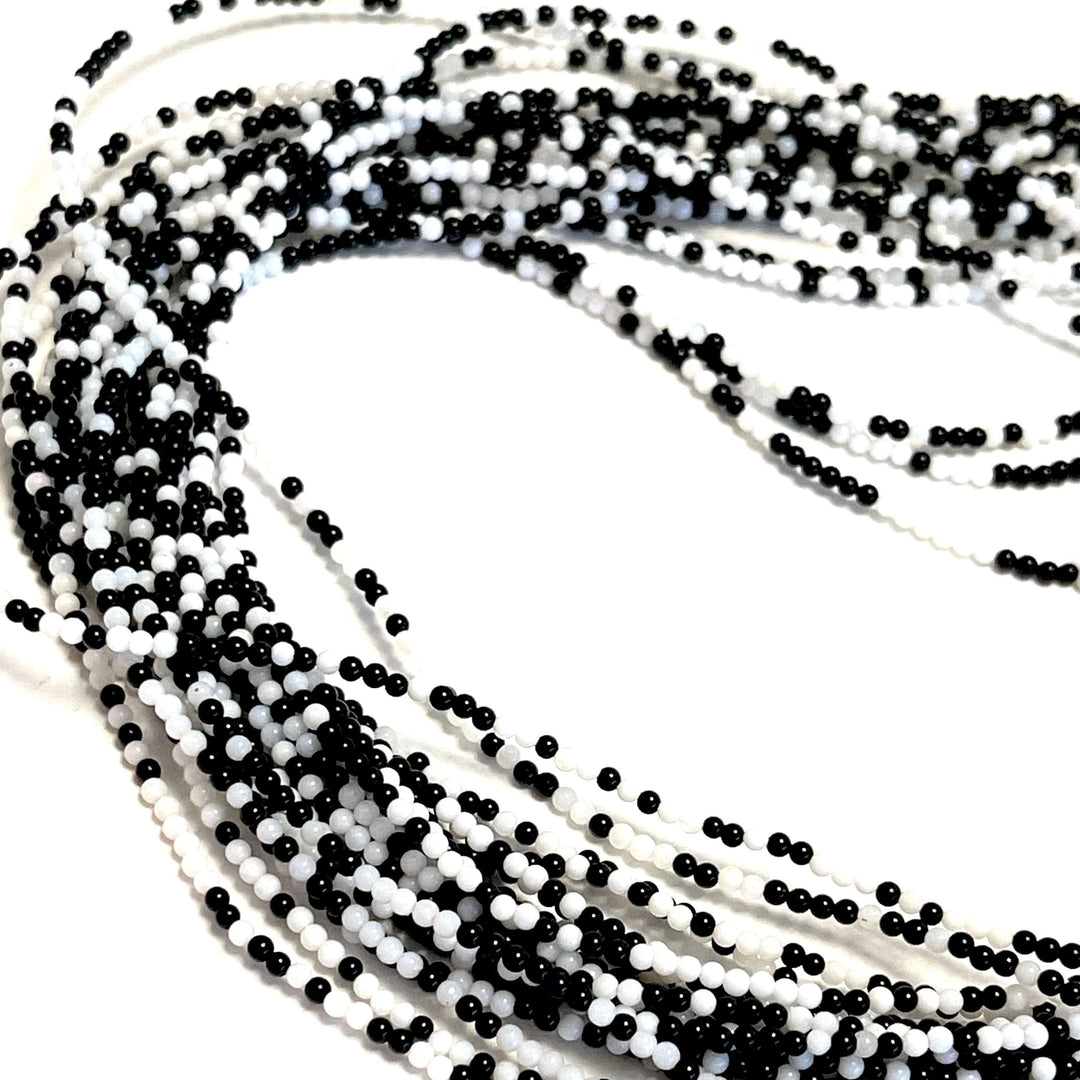 2mm Black&amp;White Agate Smooth Round Gemstone Beads, 174 Beads
