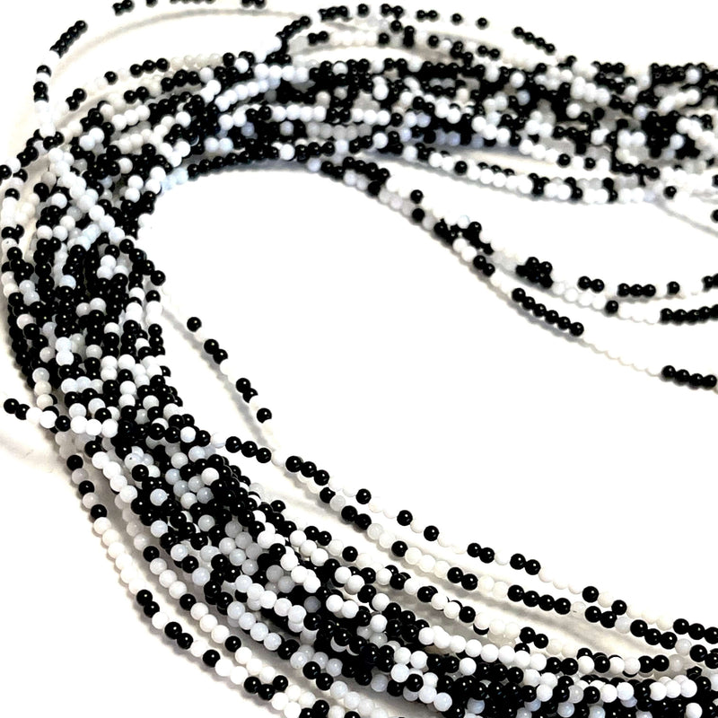 Perles rondes lisses en agate noire et blanche de 2 mm, 174 perles