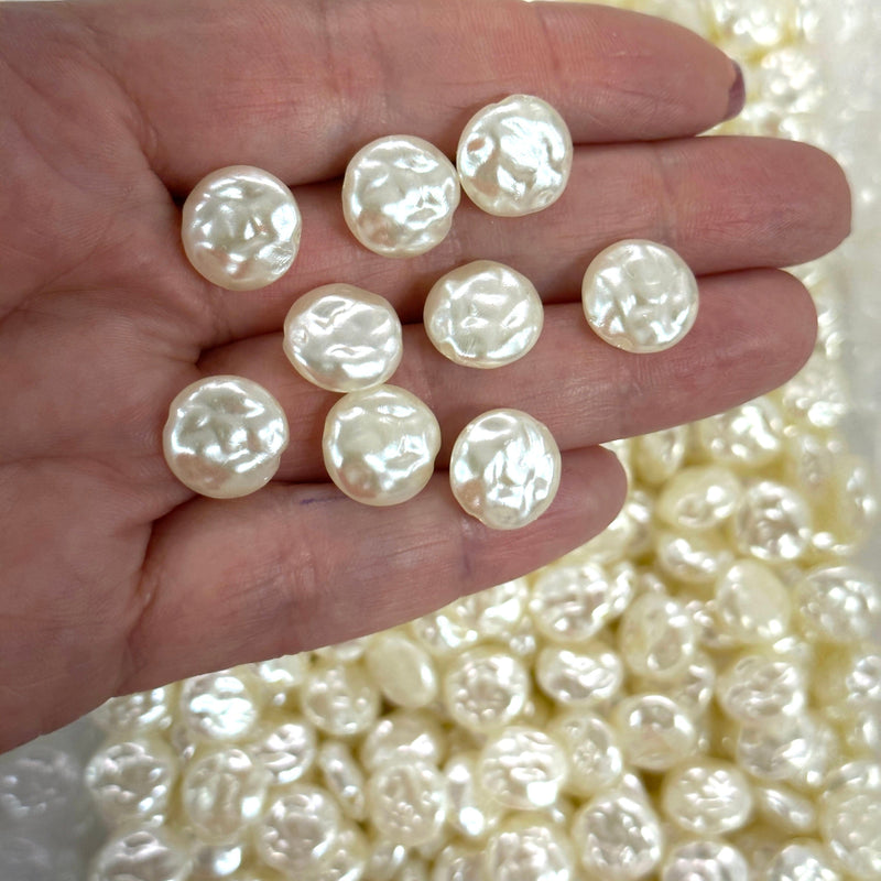 Ivory Color Acrylic Baroque Pearl 12mm Beads with 1.5mm Hole, 50 Gr Pack-110 Beads