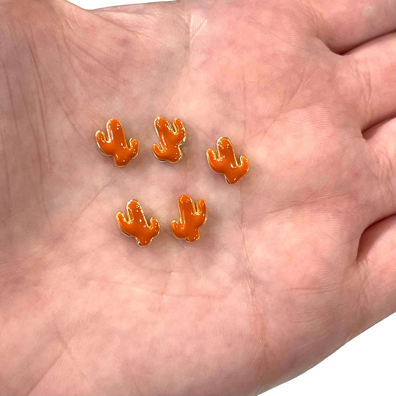 Entretoises de cactus émaillées à la cannelle plaquées or 24 carats, 5 pièces dans un paquet