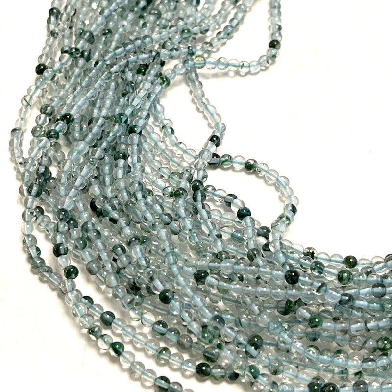 3mm Moss Agate Smooth Round Gemstone Beads, 129 Beads