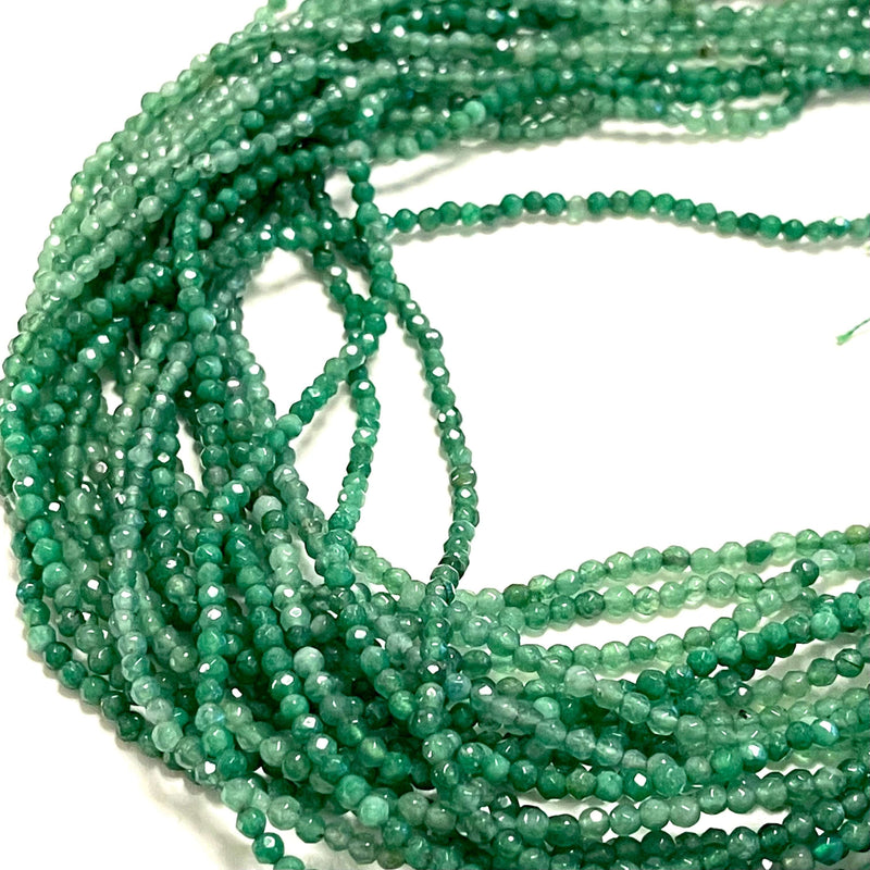 3mm Green Jade Faceted Round Gemstone Beads, 127 Beads