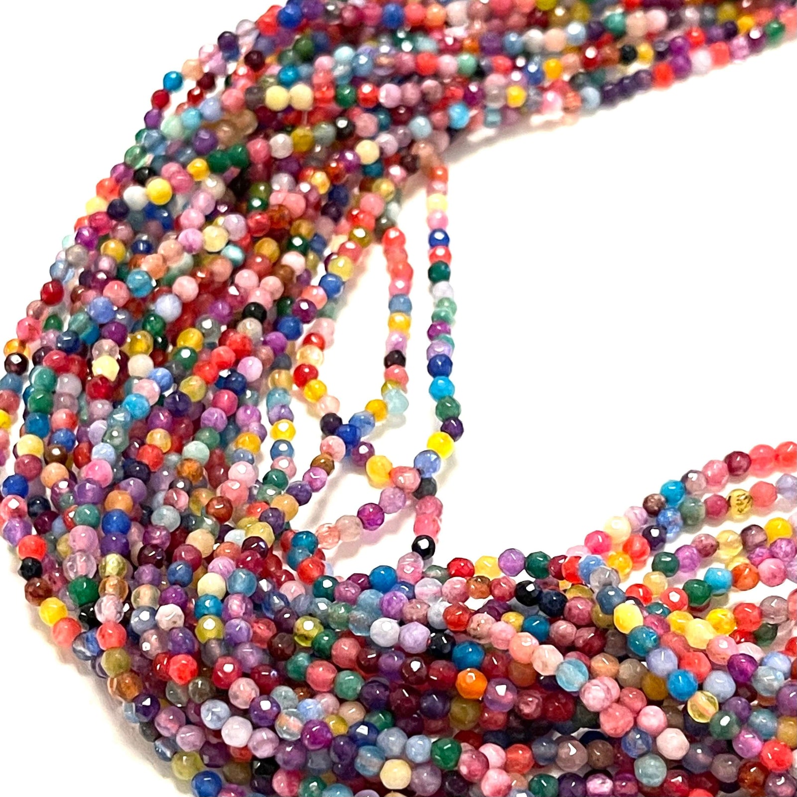 3mm Multicolor Jade Faceted Round Gemstone Beads, 127 Beads