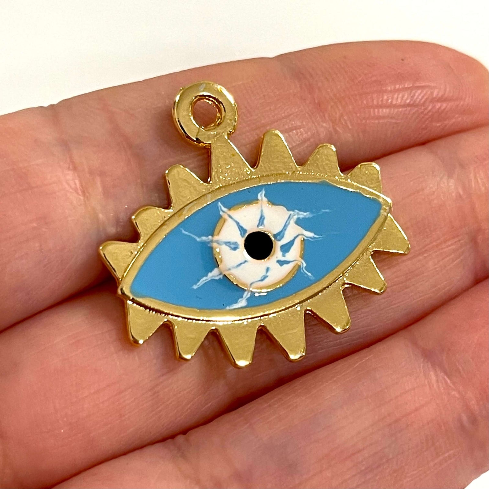 24Kt Gold Plated Brass Enamelled Eye Pendant