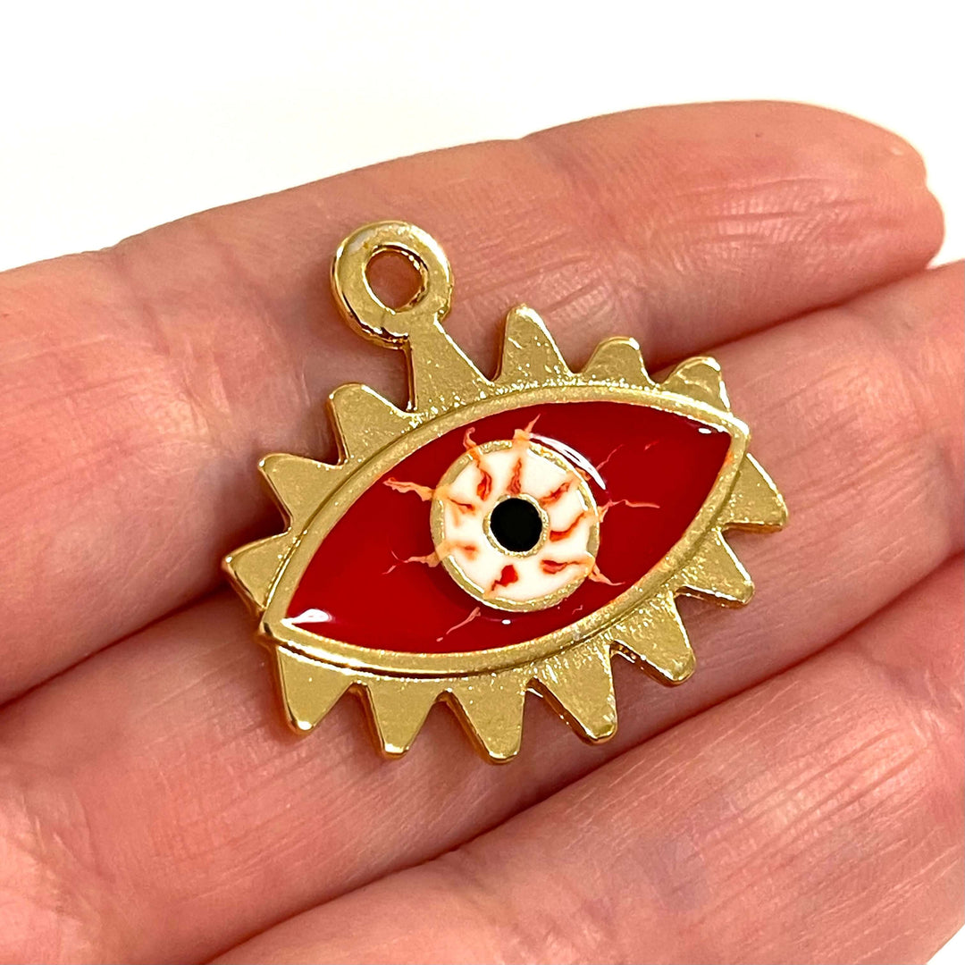 24Kt Gold Plated Brass Enamelled Eye Pendant