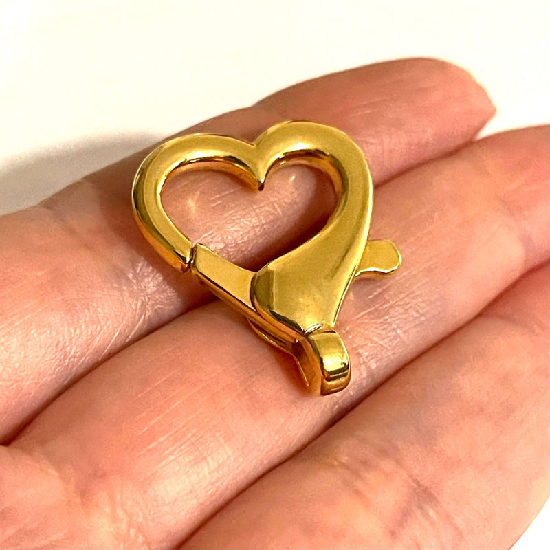 24Kt Gold Plated Heart Shape Large Lobster Clasp