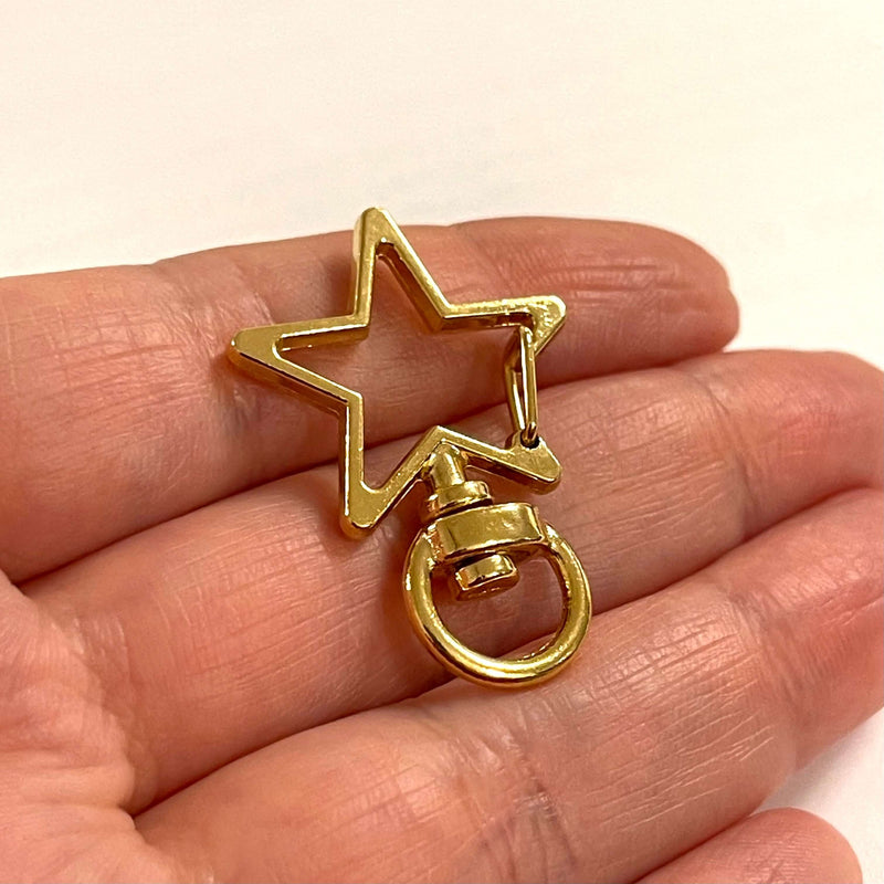 24Kt Gold Plated Star Shape Large Swivel Lobster Clasp