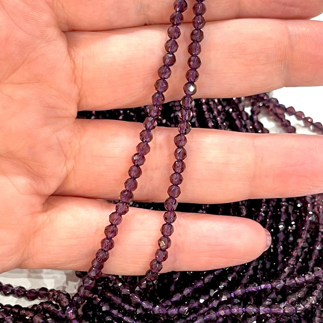 3mm Amethyst Jade Faceted Round Gemstone Beads, 127 Beads