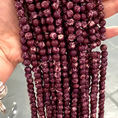 Perle ronde de 8 mm de jaspe de sédiments marins naturels, 47 perles par brin, perles, perles de pierres précieuses, pierres précieuses naturelles